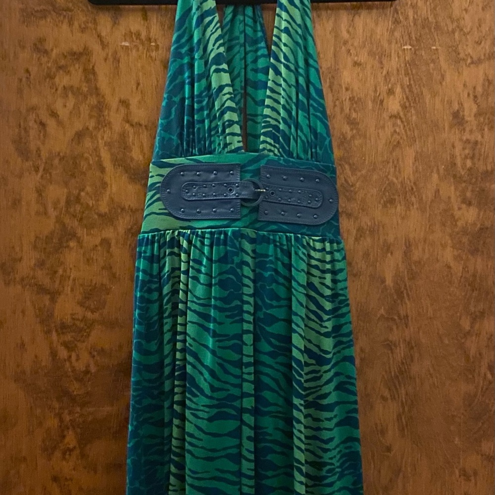 Marciano Green and Blue Midi Dress